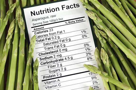 Nutrition facts of raw asparagus